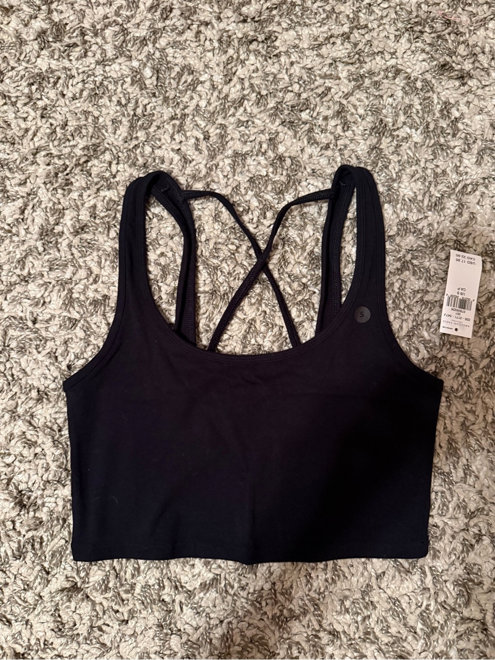 American Eagle Black Crisscross Crop Tank Top